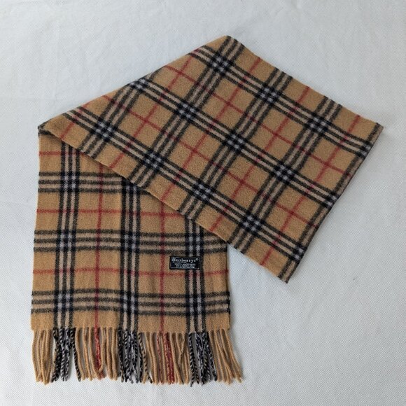 Burberry Designer Check Scarf Beige Lambswool – Unisex – Pre-Loved– Premium Wrap - Picture 1 of 7